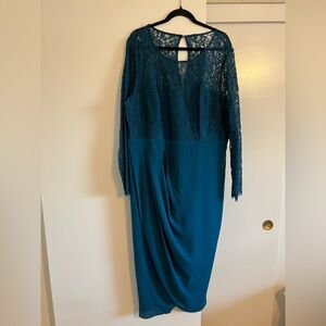 City Chic Elegant Teal Lace Dress